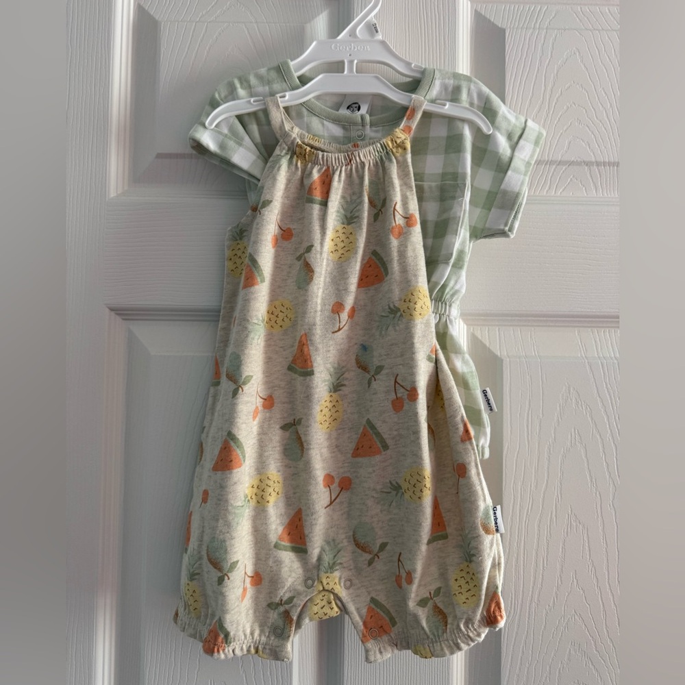 Gerber Baby Romper Set with Orange and Green Accents